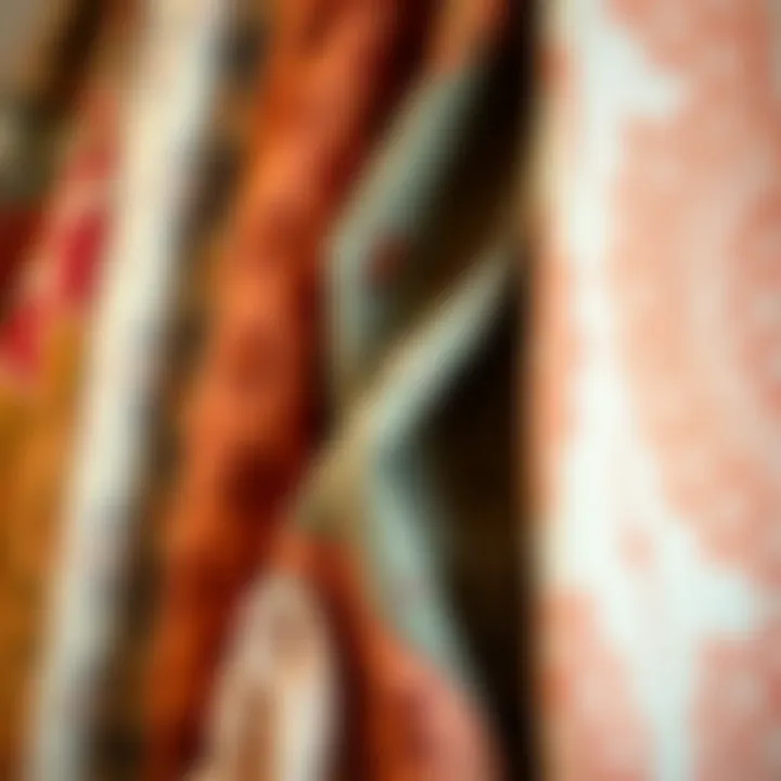 A collection of fabric swatches showcasing textures typical of bohemian clothing.