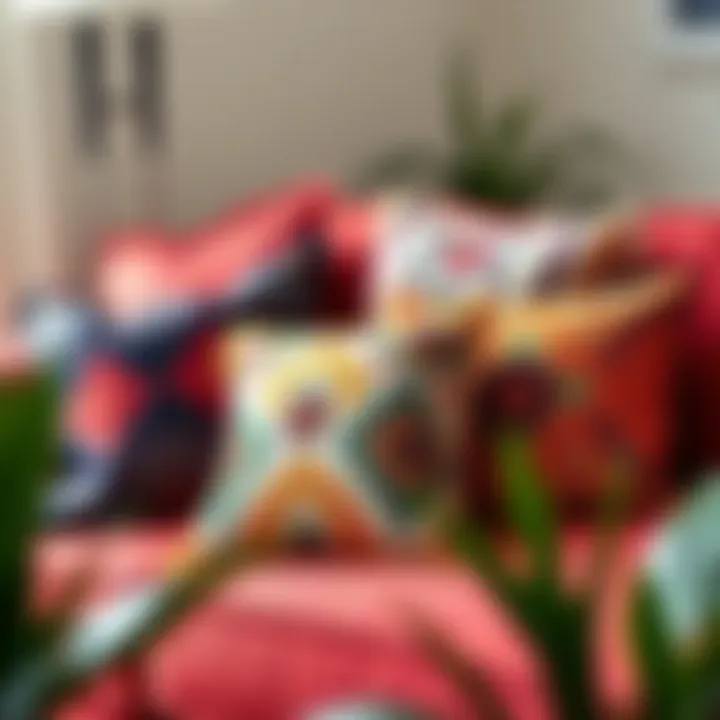 Vibrant Boho Pillow Covers Colorful boho pillow covers displayed on a vibrant sofa