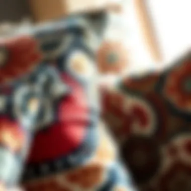 Intricate Patterns of Bohemian Design Close-up of intricate patterns on bohemian pillow covers