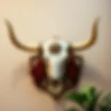 Traditional Bull Skull Wall Art Intricate bull skull wall art showcasing traditional craftsmanship