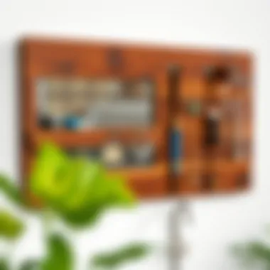 Rustic wall-mounted jewelry organizer made from reclaimed wood