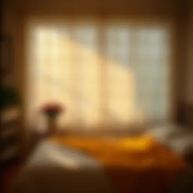 Lace curtains complementing a cozy bedroom atmosphere.