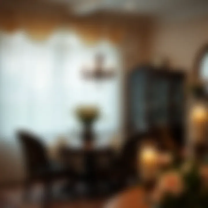 Lace backdrop curtains enhancing a formal dining setting.