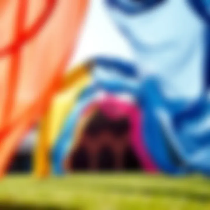 Textile innovations represented through vibrant fabric arches