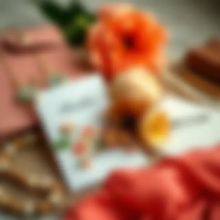 Floral Cards with Accessories Stylish setup of floral card picks alongside accessories, creating a cohesive look