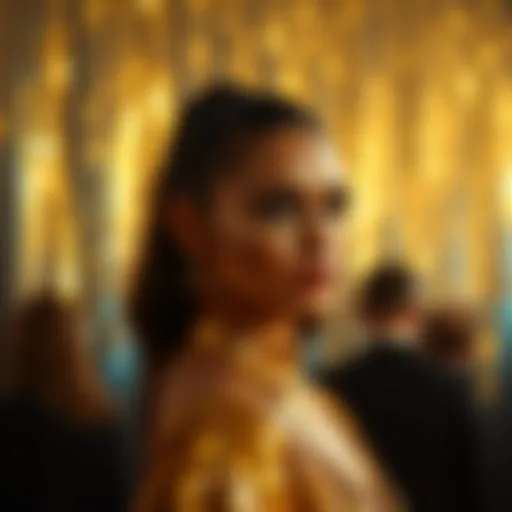 Glimmering Gold Sequins in Fashion Glimmering gold sequin backdrop at a fashion event