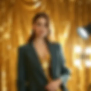 Fashion Styling with Sequins Fashion styling session with gold sequins backdrop