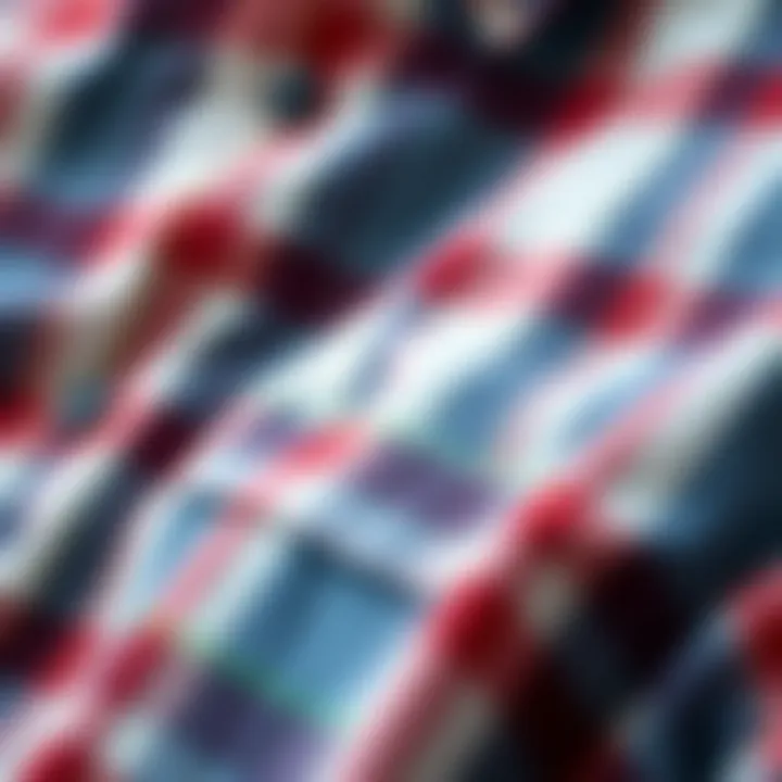 Detail of sustainable fabric used in a graphic flannel shirt