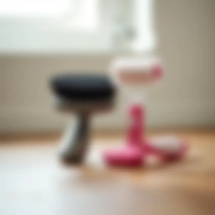 A comparison image showing a hair removal brush alongside a traditional lint roller.