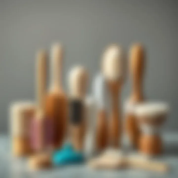 An array of different hair removal brushes made from various materials displayed aesthetically.