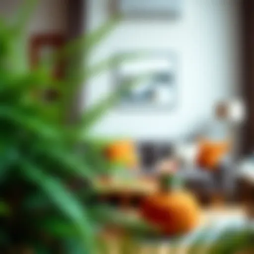 A lush imitation Boston fern in a contemporary living room setting, showcasing its vibrant green foliage.