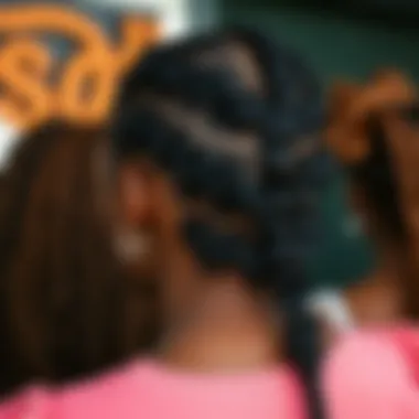 A detailed view of various braiding techniques showcasing texture