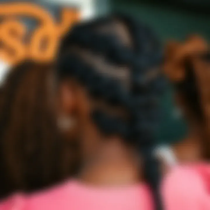 A detailed view of various braiding techniques showcasing texture