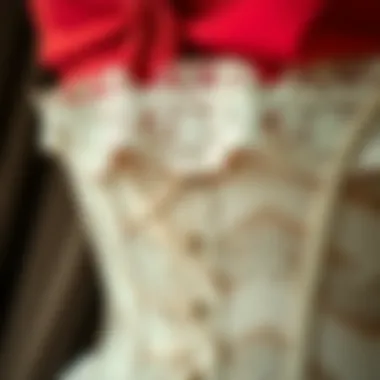 Close-up of various fabrics used in lace underbust corsets, highlighting texture and quality