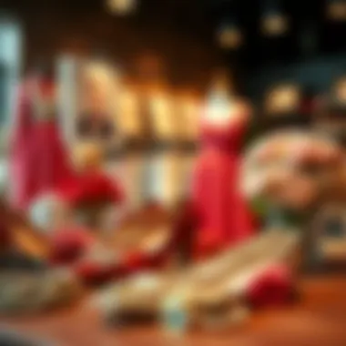 A beautifully arranged table displaying dress accessories and shoes