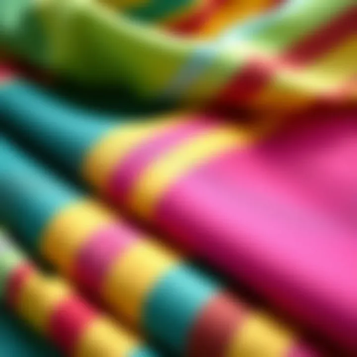 A close-up of vibrant fabric swatches used in ladies dresses