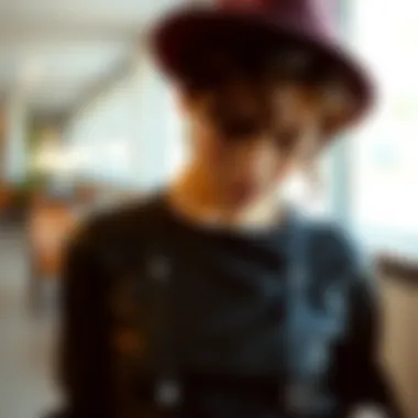 Stylish ensemble featuring suspenders in a modern setting