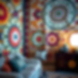 A beautifully designed wall tapestry showcasing intricate patterns and vibrant colors