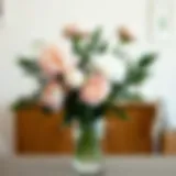 Elegant display of long stem artificial peonies in a modern vase