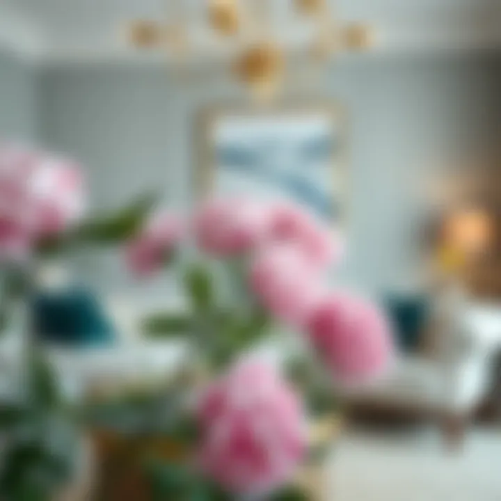 Artful integration of long stem artificial peonies into home decor