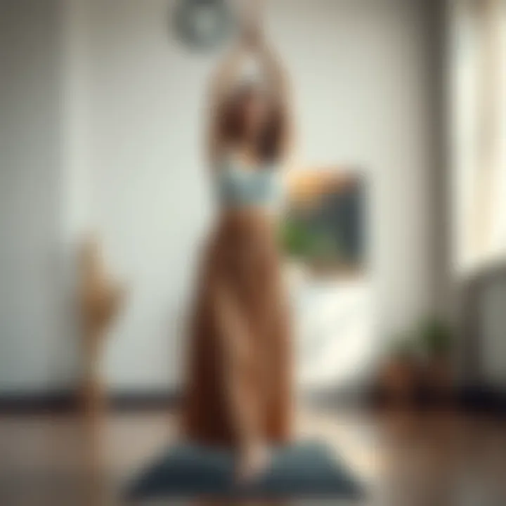 A long yoga skirt in a yoga studio setting