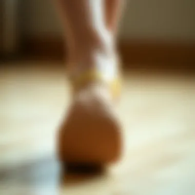 Cushioned Insole for Comfort Close-up of the cushioned insole of a low heel ballroom dance shoe