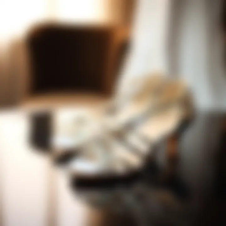 Elegant Low Heel Ballroom Dance Shoes Elegant low heel ballroom dance shoes displayed on a reflective surface