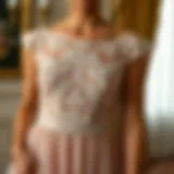 Elegant floor-length formal dress with intricate lace details