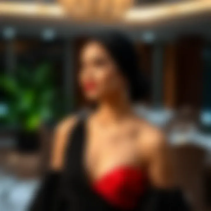 Showcasing Elegance in Modest Fashion Model showcasing a modest floor-length dress at an elegant event