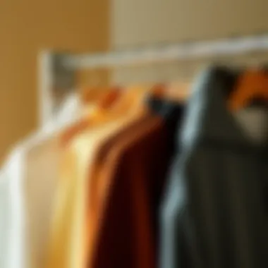 Contemporary Fashion Arrangement Stylishly arranged clothing on a multi-hook hanger, demonstrating contemporary fashion trends.