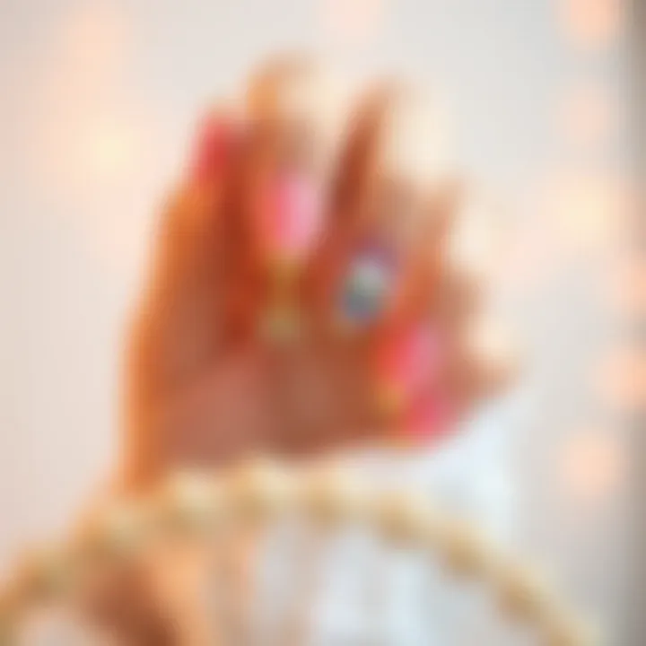 Creative Nail Art with My Melody Charms Nail art featuring My Melody charms in a creative design