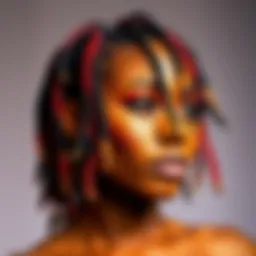 An artistic display of vibrant 8-inch nu locs styled elegantly