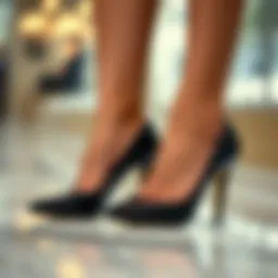 Elegant display of one inch pump heels in a fashion context