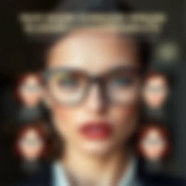 An infographic showcasing face shapes and suitable oversized rimless glasses