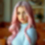 Vibrant pastel pink hair extensions styled elegantly