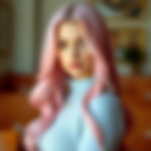 Vibrant pastel pink hair extensions styled elegantly