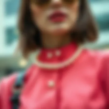 Fashion Statement with Pearl Ribbon Trim Fashionable outfit accented with pearl ribbon trim