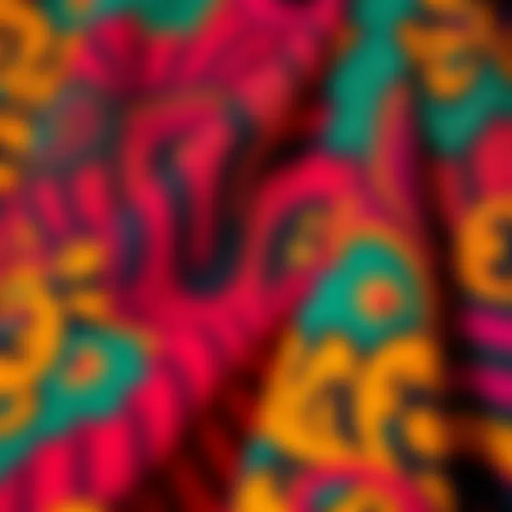 Close up of fabric texture showcasing vibrant patterns in a plus size dress set