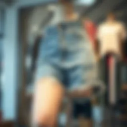 A stylish pair of plus size frayed denim shorts displayed on a mannequin