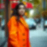 A chic plus size long trench coat in a vibrant color