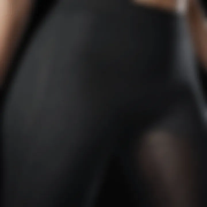 Close-up of the fabric and mesh details in leggings