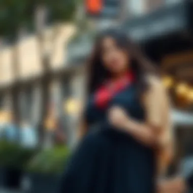 Chic Plus Size Midi Dress with Layered Accessories Chic plus size midi dress styled with layered accessories for a unique look