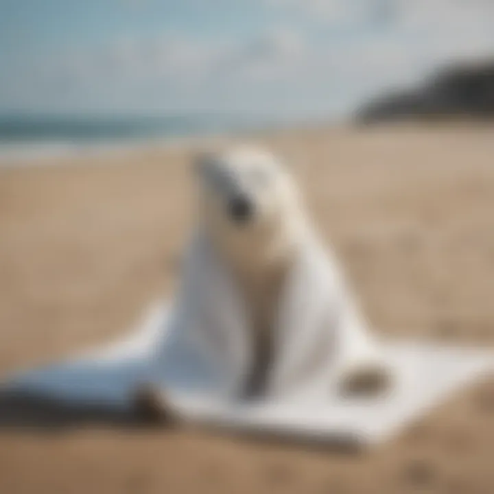 Stylish beach scene featuring polar bear towel as a centerpiece