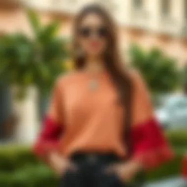 A chic poncho blouse paired with stylish accessories