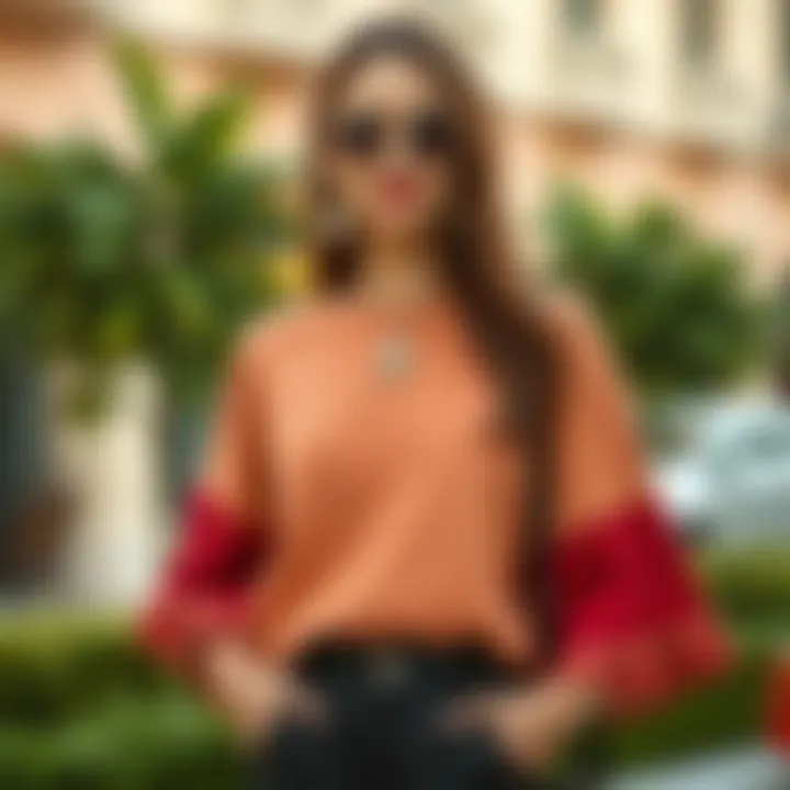 A chic poncho blouse paired with stylish accessories