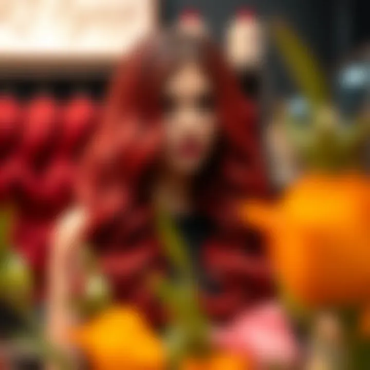 Vibrant red wavy hair extensions displayed elegantly