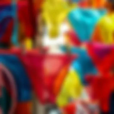 Variety of colorful seethrough thongs in a display