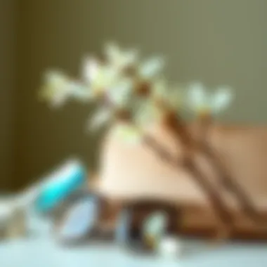 Stylish fashion accessories featuring silk eucalyptus branches