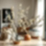 Elegant silk eucalyptus branches arranged in a modern interior design setting