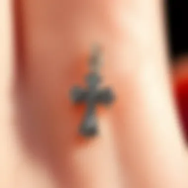 Detailing in Silver Cross Nail Charms Close-up of a beautifully crafted silver cross nail charm with intricate details